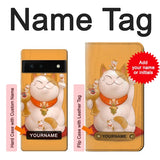 Google Pixel 6 Hard Case Maneki Neko Lucky Cat with custom name