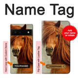 Google Pixel 6 Hard Case Beautiful Brown Horse with custom name