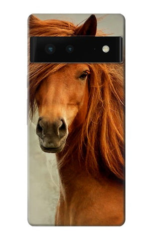 Google Pixel 6 Hard Case Beautiful Brown Horse