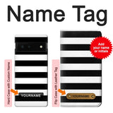 Google Pixel 6 Hard Case Black and White Striped with custom name