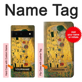 Google Pixel 6 Hard Case Gustav Klimt The Kiss with custom name