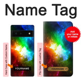 Google Pixel 6 Hard Case Colorful Rainbow Space Galaxy with custom name