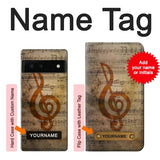 Google Pixel 6 Hard Case Sheet Music Notes with custom name