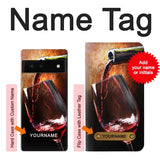 Google Pixel 6 Hard Case Red Wine Bottle And Glass with custom name