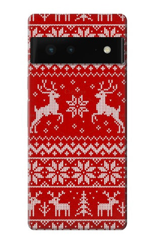 Google Pixel 6 Hard Case Christmas Reindeer Knitted Pattern