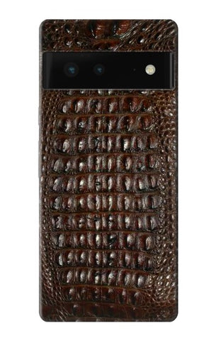 Google Pixel 6 Hard Case Brown Skin Alligator Graphic Printed