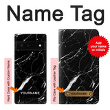 Google Pixel 6 Hard Case Black Marble Graphic Printed with custom name