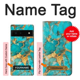 Google Pixel 6 Hard Case Aqua Turquoise Stone with custom name