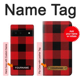 Google Pixel 6 Hard Case Red Buffalo Check Pattern with custom name