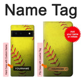 Google Pixel 6 Hard Case Yellow Softball Ball with custom name