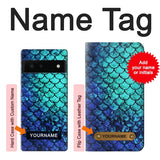 Google Pixel 6 Hard Case Green Mermaid Fish Scale with custom name