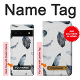 Google Pixel 6 Hard Case Feather Paint Pattern with custom name