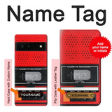Google Pixel 6 Hard Case Red Cassette Recorder Graphic with custom name