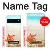 Google Pixel 6 Hard Case Sea Shells Starfish Beach with custom name