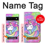 Google Pixel 6 Hard Case Pastel Unicorn with custom name