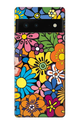 Google Pixel 6 Hard Case Colorful Flowers Pattern