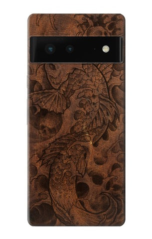 Google Pixel 6 Hard Case Fish Tattoo Leather Graphic Print