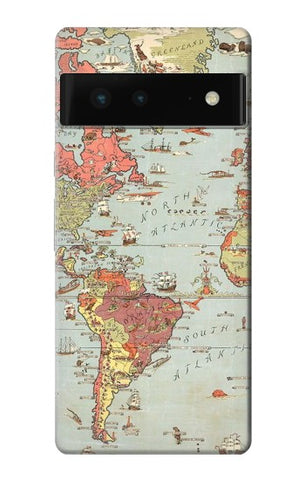 Google Pixel 6 Hard Case Vintage World Map