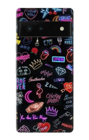 Google Pixel 6 Hard Case Vintage Neon Graphic