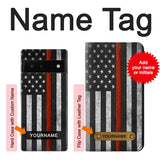 Google Pixel 6 Hard Case Firefighter Thin Red Line Flag with custom name