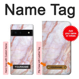 Google Pixel 6 Hard Case Soft Pink Marble Graphic Print with custom name