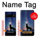 Google Pixel 6 Hard Case Wolf Howling Million Star with custom name