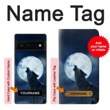 Google Pixel 6 Hard Case Grim White Wolf Full Moon with custom name