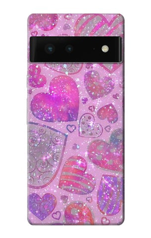 Google Pixel 6 Hard Case Pink Love Heart