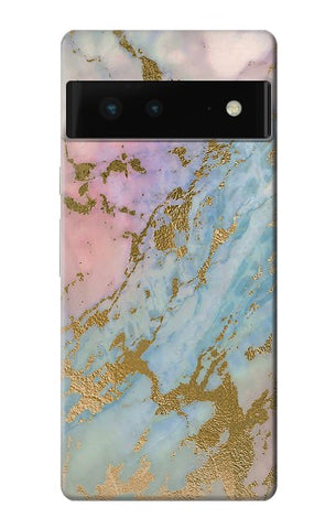 Google Pixel 6 Hard Case Rose Gold Blue Pastel Marble Graphic Printed