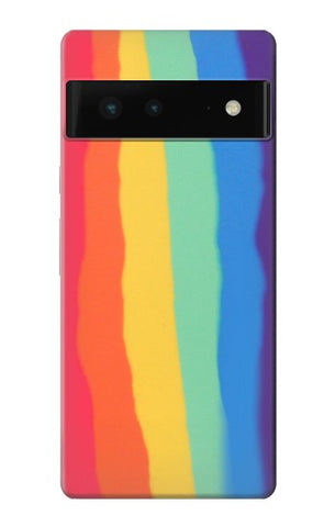 Google Pixel 6 Hard Case Cute Vertical Watercolor Rainbow