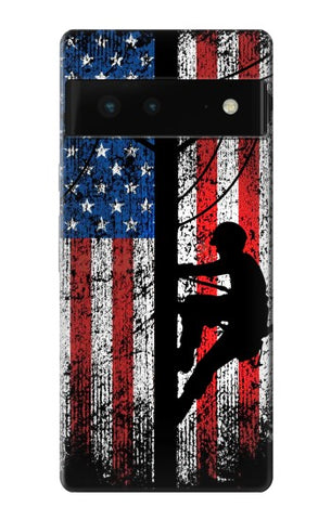 Google Pixel 6 Hard Case Electrician Lineman American Flag