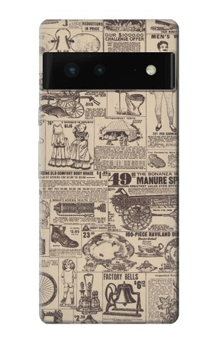 Google Pixel 6 Hard Case Retro Vintage Paper