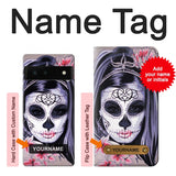 Google Pixel 6 Hard Case Sugar Skull Steam Punk Girl Gothic with custom name