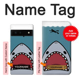 Google Pixel 6 Hard Case Cartoon Shark Sea Diving with custom name