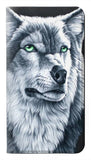 Google Pixel 5A 5G PU Leather Flip Case Grim White Wolf