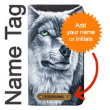 Samsung Galaxy A32 4G PU Leather Flip Case Grim White Wolf with leather tag