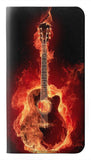 Google Pixel 5A 5G PU Leather Flip Case Fire Guitar Burn