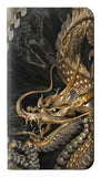 Samsung Galaxy A52, A52 5G PU Leather Flip Case Gold Dragon