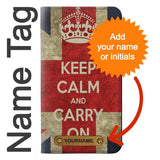 iPhone 13 PU Leather Flip Case Keep Calm and Carry On with leather tag