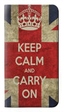 iPhone 13 PU Leather Flip Case Keep Calm and Carry On