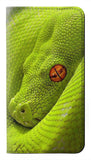 LG Stylo 6 PU Leather Flip Case Green Snake