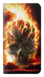 iPhone 12 Pro, 12 PU Leather Flip Case Hell Fire Skull