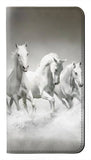 Samsung Galaxy A22 5G PU Leather Flip Case White Horses
