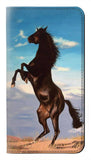 Samsung Galaxy A22 5G PU Leather Flip Case Wild Black Horse