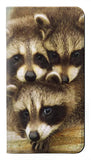 Google Pixel 6 Pro PU Leather Flip Case Baby Raccoons