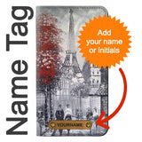 Motorola One 5G PU Leather Flip Case Eiffel Painting of Paris with leather tag