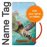 Motorola Moto G30 PU Leather Flip Case Ocean Sea Turtle with leather tag