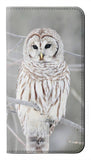 LG G8 ThinQ PU Leather Flip Case Snowy Owl White Owl