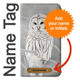 Samsung Galaxy Flip4 PU Leather Flip Case Snowy Owl White Owl with leather tag