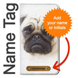 iPhone 13 PU Leather Flip Case Pug Dog with leather tag